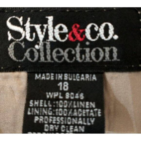 Style & Co. Womens Linen Blazer Jacket Tan Beige 3-Button Lined Pockets - 18 - Picture 5 of 6